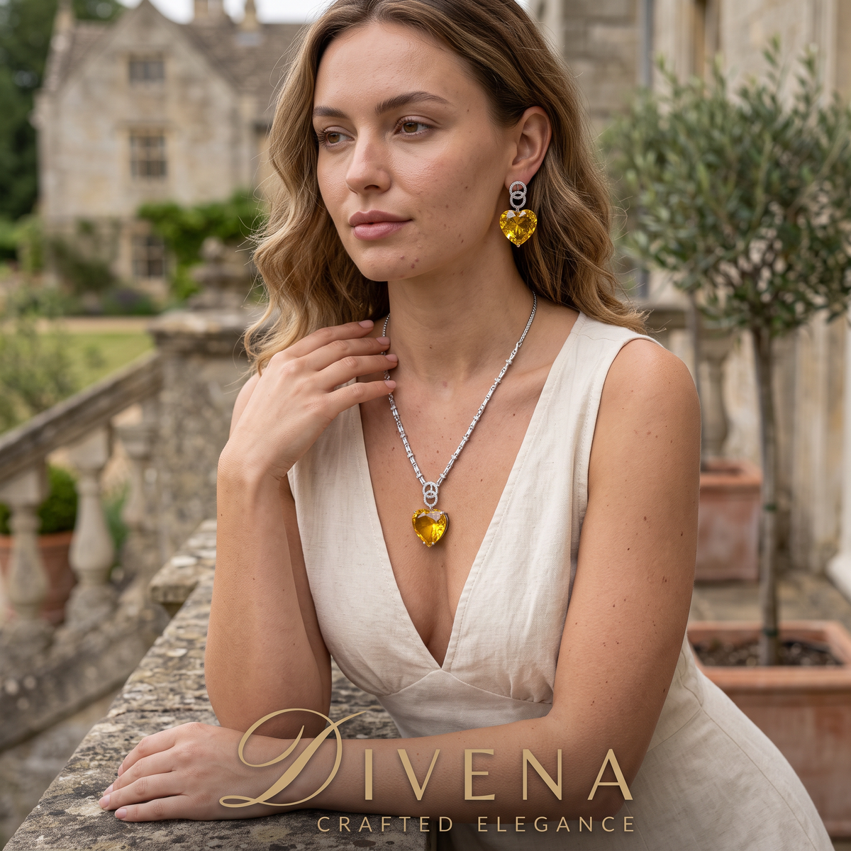 Crystal Heart Pendant Set