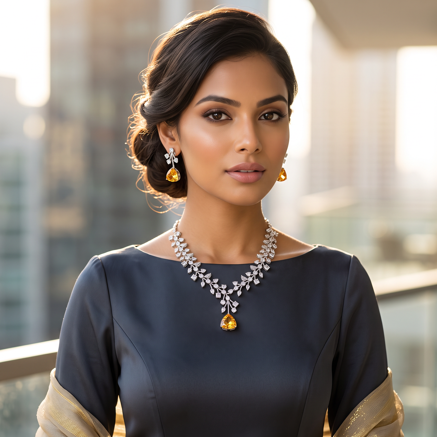 Iris CZ Crystal Necklace Set