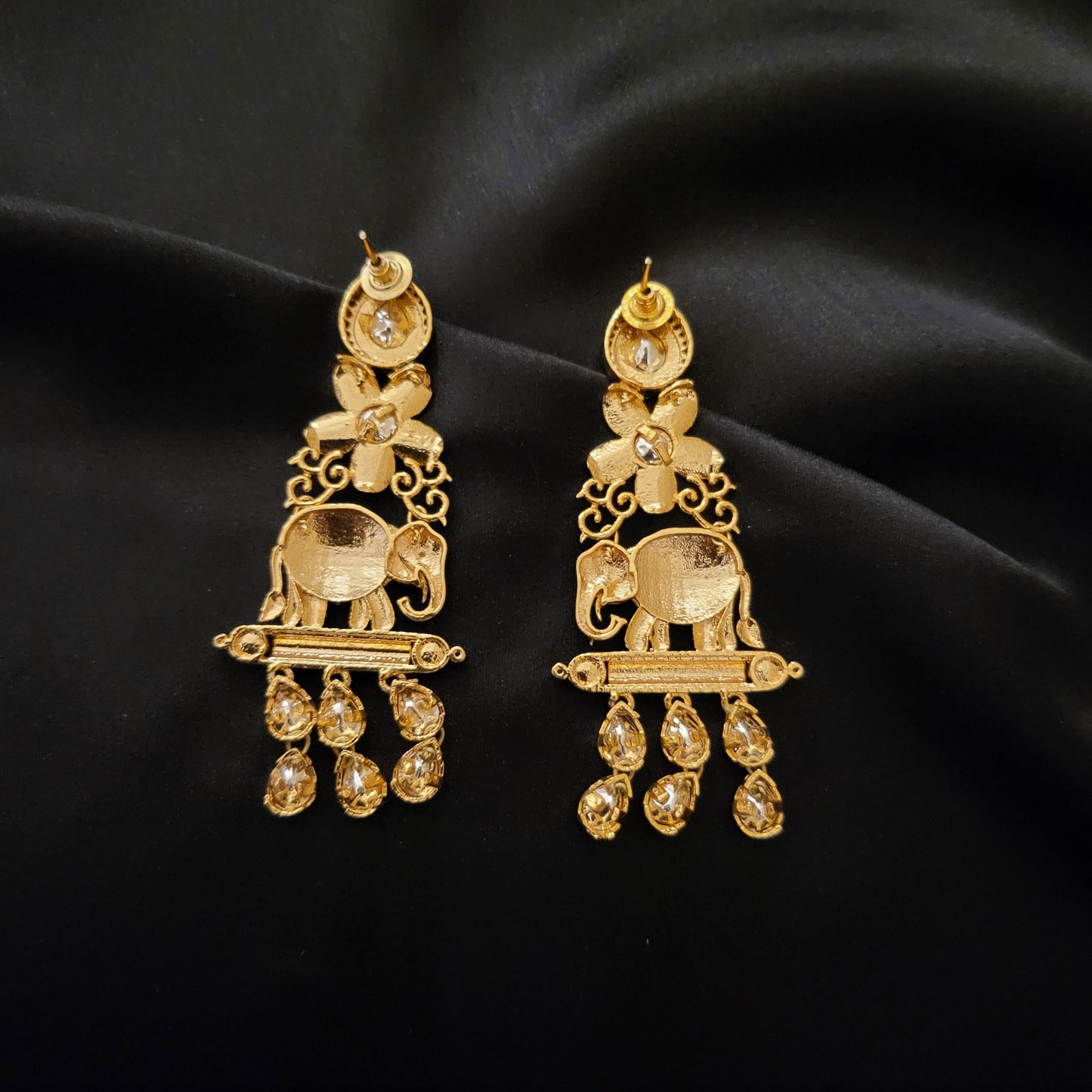 Traditional Gold Plated Polki Kundan statement Earrings