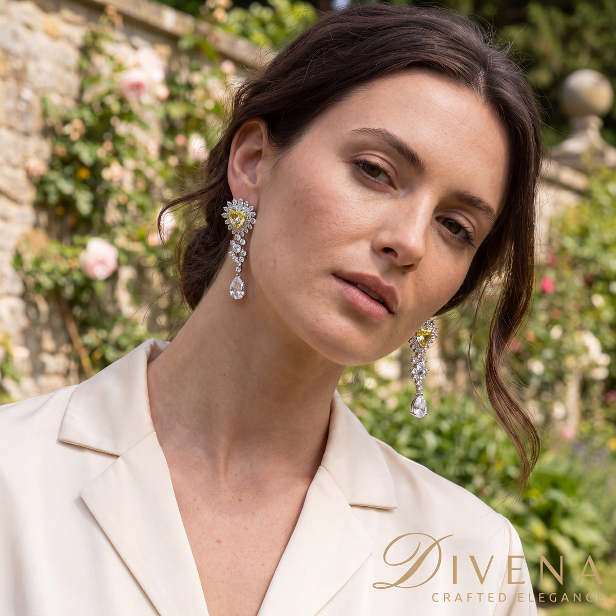 Neasa Zircon Crystal Dangle Earrings