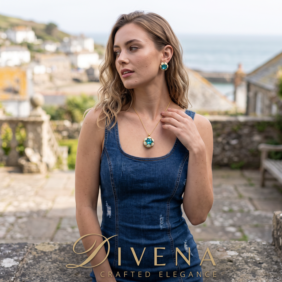 Eloise Enamel Crystal Pendant Set