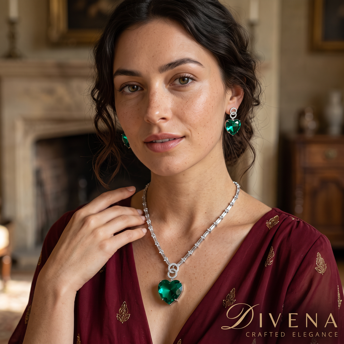 Crystal Heart Pendant Set