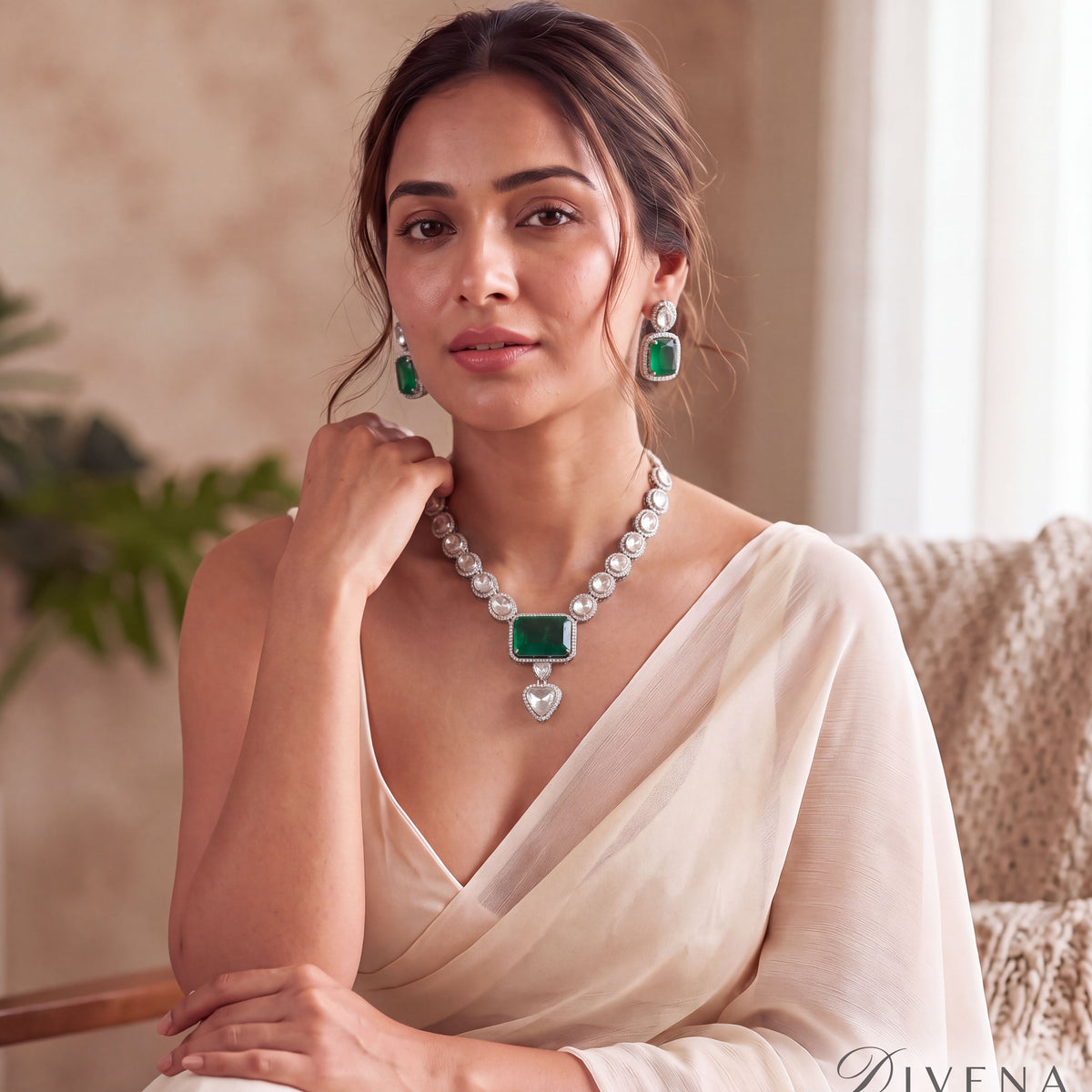Amirah Uncut Polki Necklace set with Doublet Stone