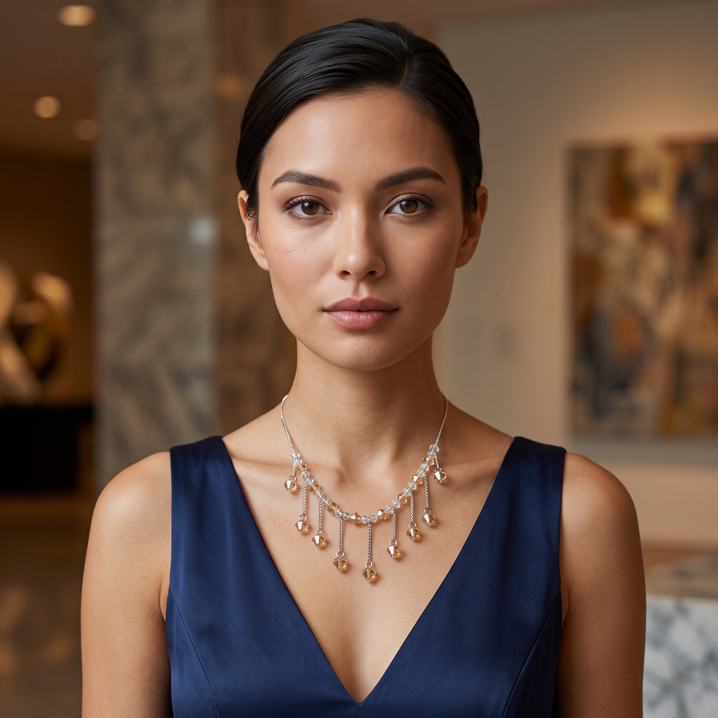 Viola Bicone Crystal Beads Necklace