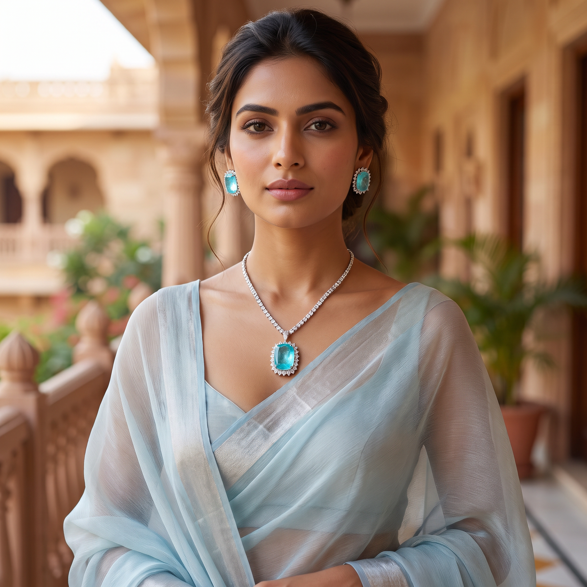 Phoenix Doublet Stone AD Necklace with  Doublet Studs